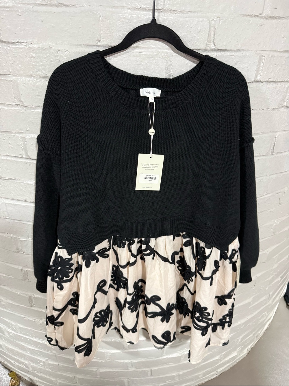Bohme Petra Floral Mixed-Media Sweater Dress